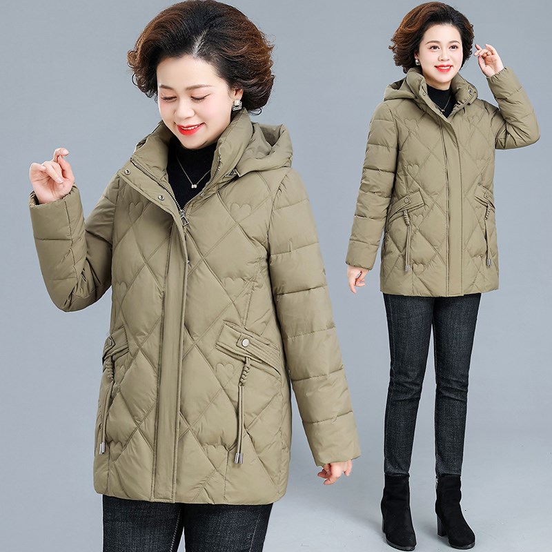 速发中棉年妈妈羽绒棉服厚码时尚冬装加大老袄新款50岁60奶奶棉衣