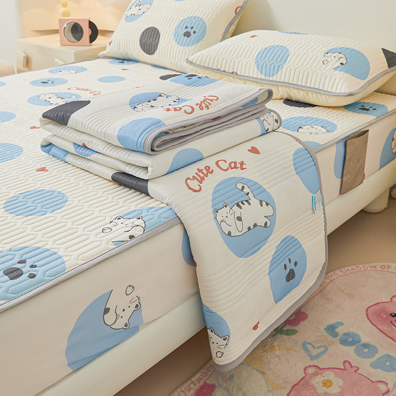 速发芯季乳胶凉席四件套款凉被夏床笠夏可机洗席夏天2024新款席子