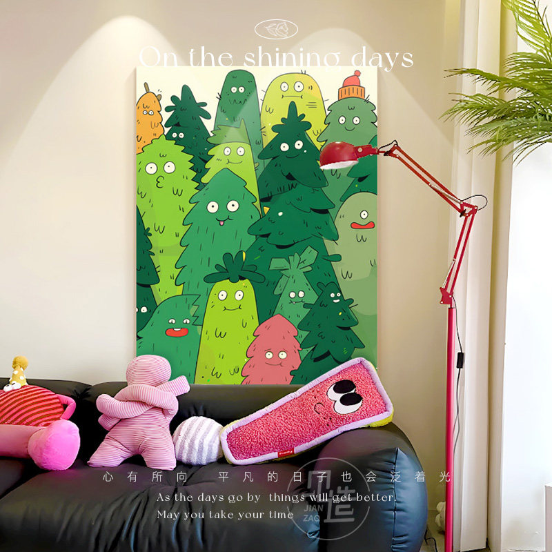 速发多巴胺墙厅装饰画创意卧室儿童房壁画抽象艺术背发沙景客挂画