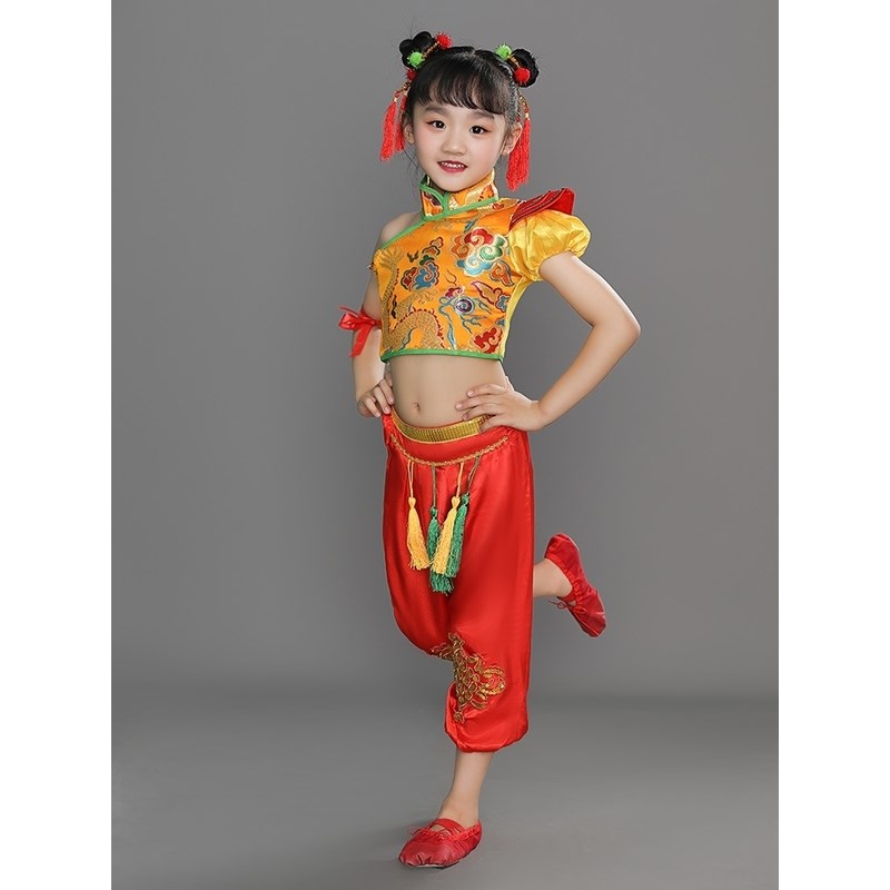 速发六一儿童节演出服腰鼓舞蹈道具陕西幼儿秧歌舞喜庆开门红表演