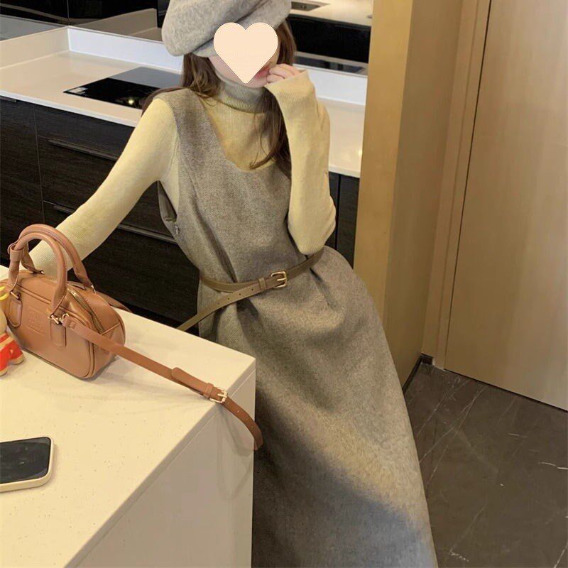 现货小香风时尚背带裙搭配s清新打底毛衣女2024新款流行春秋百搭