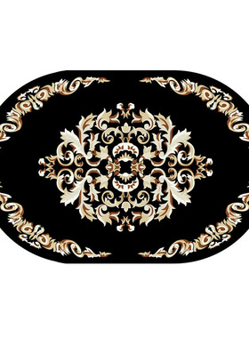 简约现代欧式黑色椭圆形地毯卧室床边床前地毯 客W厅茶几毯可定制