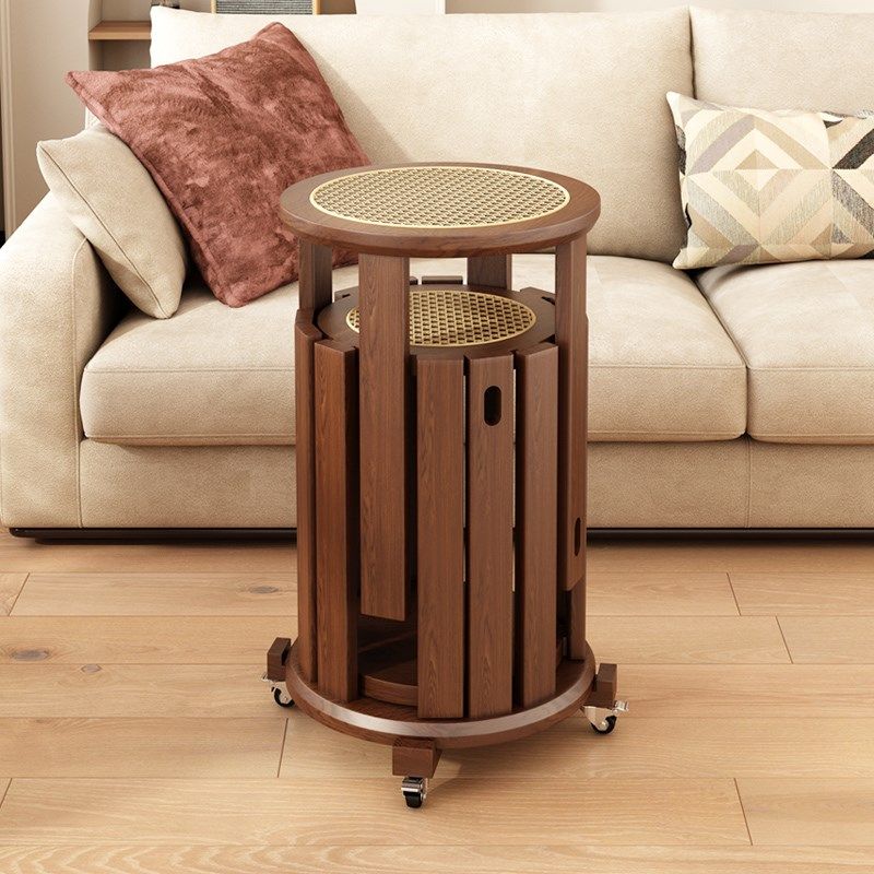 凳子实木c中古风家用客厅沙发边几小桌子可叠放藤编圆凳组合餐桌,住宅家具,组合凳,淘宝优惠券,粉丝福利购,淘宝优惠卷