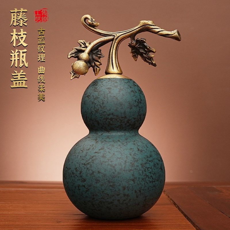 藤枝葫芦黄铜彩绘l福禄摆件家居工艺品办公室玄关桌面全铜装饰品,家居饰品,装饰摆件,淘宝优惠券,粉丝福利购,淘宝优惠卷