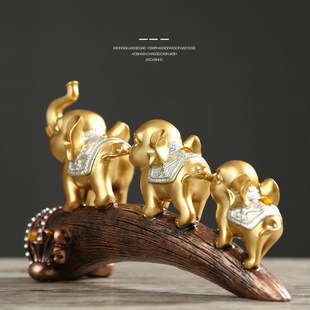 办公室领导男轻奢进门招财大象入楼房客厅N2021新款玄关摆件
