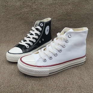 撤柜处理折扣外贸女鞋2023春新款圆头时尚休闲百搭帆布高帮女单鞋