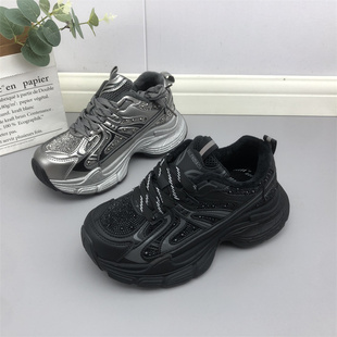 撤柜处理折扣外贸女鞋2025冬新款炸街时尚老爹鞋加绒运动女棉鞋40