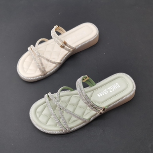 撤柜处理折扣外贸女鞋2023夏新款时尚露趾平底百搭休闲舒适女拖鞋