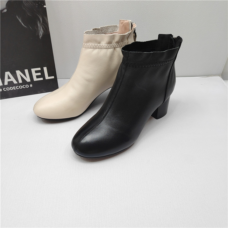 撤柜处理折扣真皮女鞋2025秋新款时尚休闲百搭舒适气质牛皮女短靴