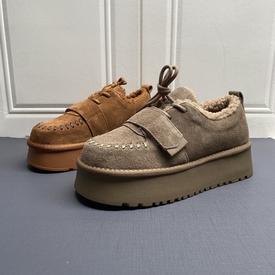 撤柜处理折扣真皮女鞋2025冬新款保暖百搭舒适毛毛鞋厚底女棉鞋