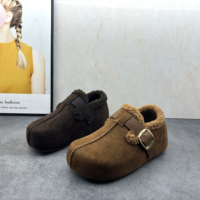撤柜处理折扣外贸女鞋2025冬新款一脚蹬百搭休闲保暖勃肯鞋女棉鞋
