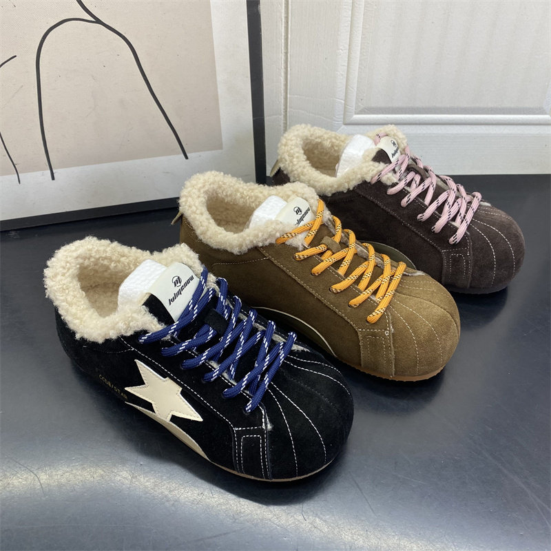 撤柜处理折扣真皮女鞋2025冬新款勃肯鞋保暖舒适休闲磨砂皮女棉鞋