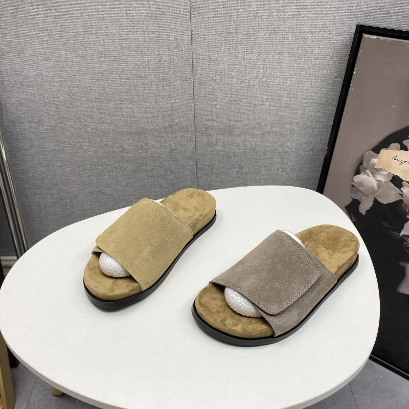 撤柜处理折扣真皮女鞋2026夏新款时尚牛反绒一字带百搭休闲女拖鞋