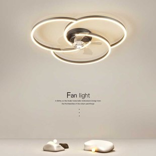 主卧室风扇c灯2024新款现代简约大气客厅吸顶灯轻奢风扇一体带摇