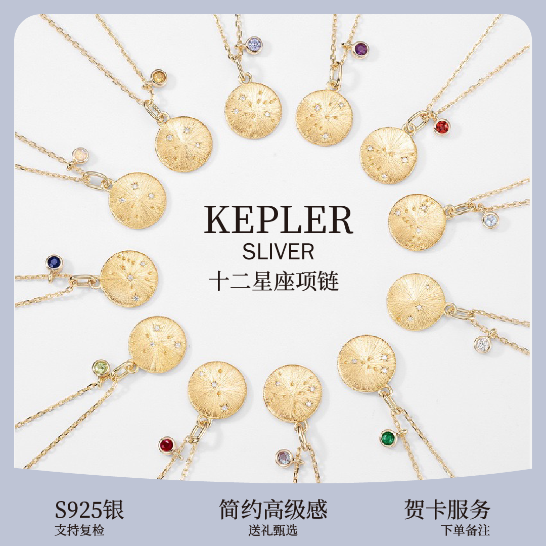 纯银十二星座项链生辰石黄水晶长毛衣链钱币金设计师款秋冬高级感