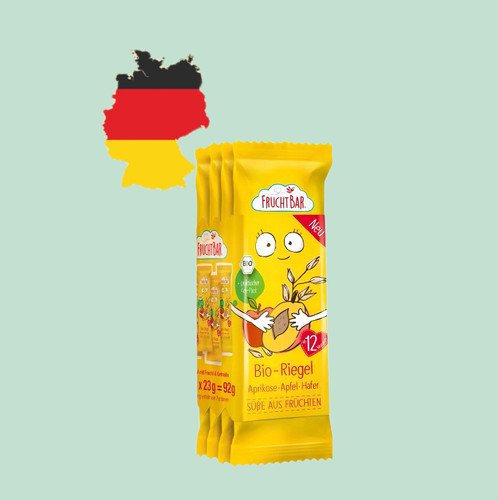 德国代购满300包邮fruchtbar福乐蓓1岁+有机杏子苹果燕麦谷物棒