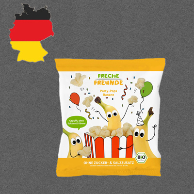 德国代购满300包邮freche freunde淘气伙伴1岁+香蕉味爆米花15g