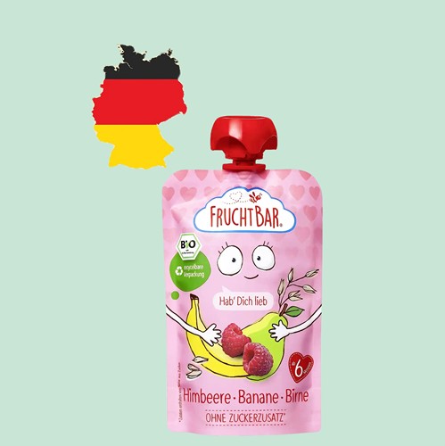 德国代购【满300包邮】fruchtbar6个月+有机香蕉梨覆盆子果泥100g