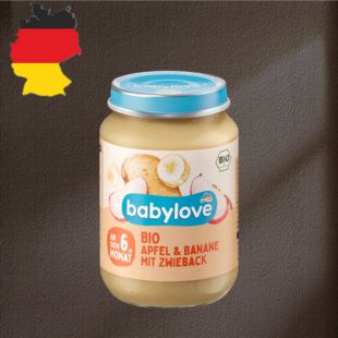 德国代购【满300包邮】babylove6个月+有机苹果香蕉谷物泥190g