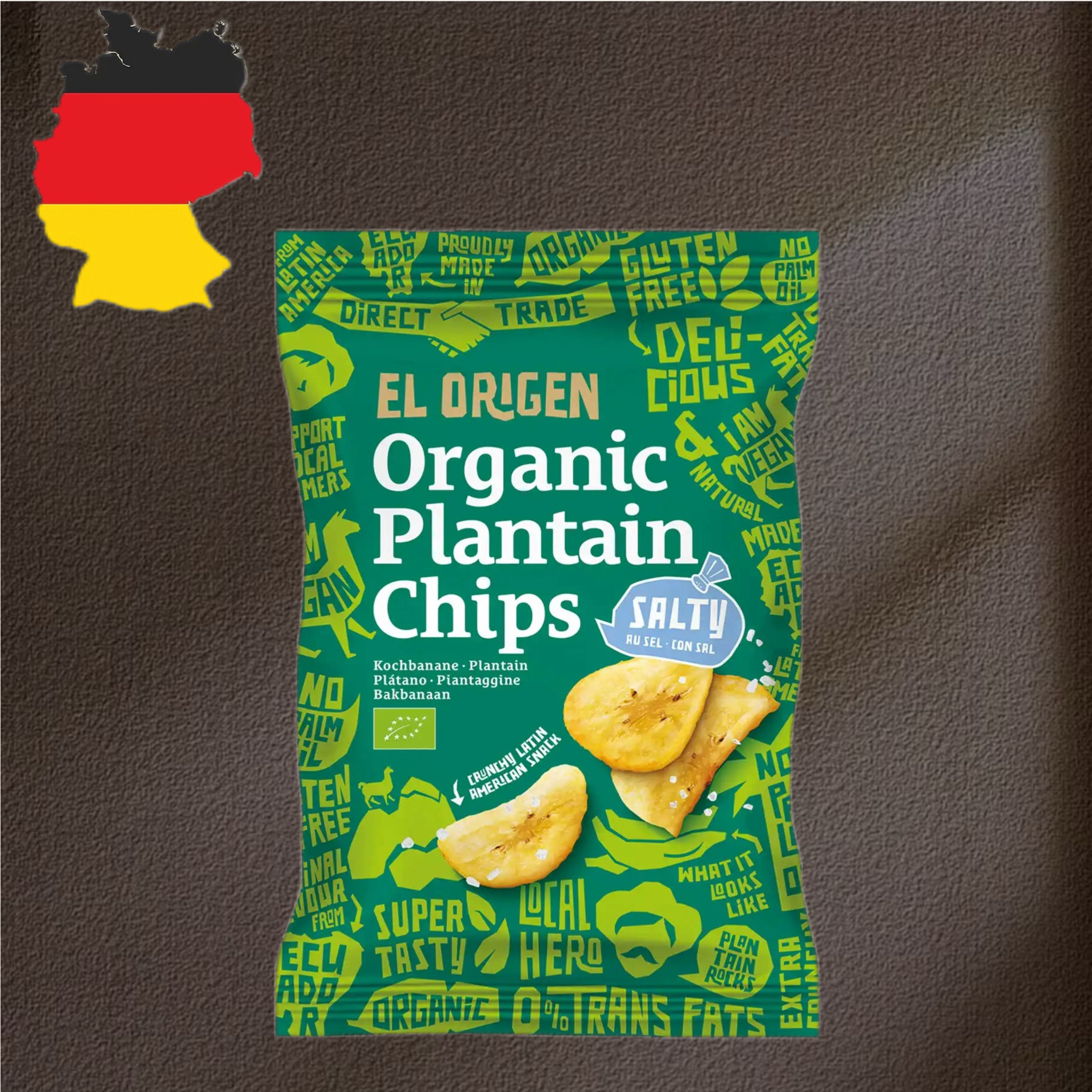 德国代购【全场满300包邮】El Origen香蕉片海盐味80g