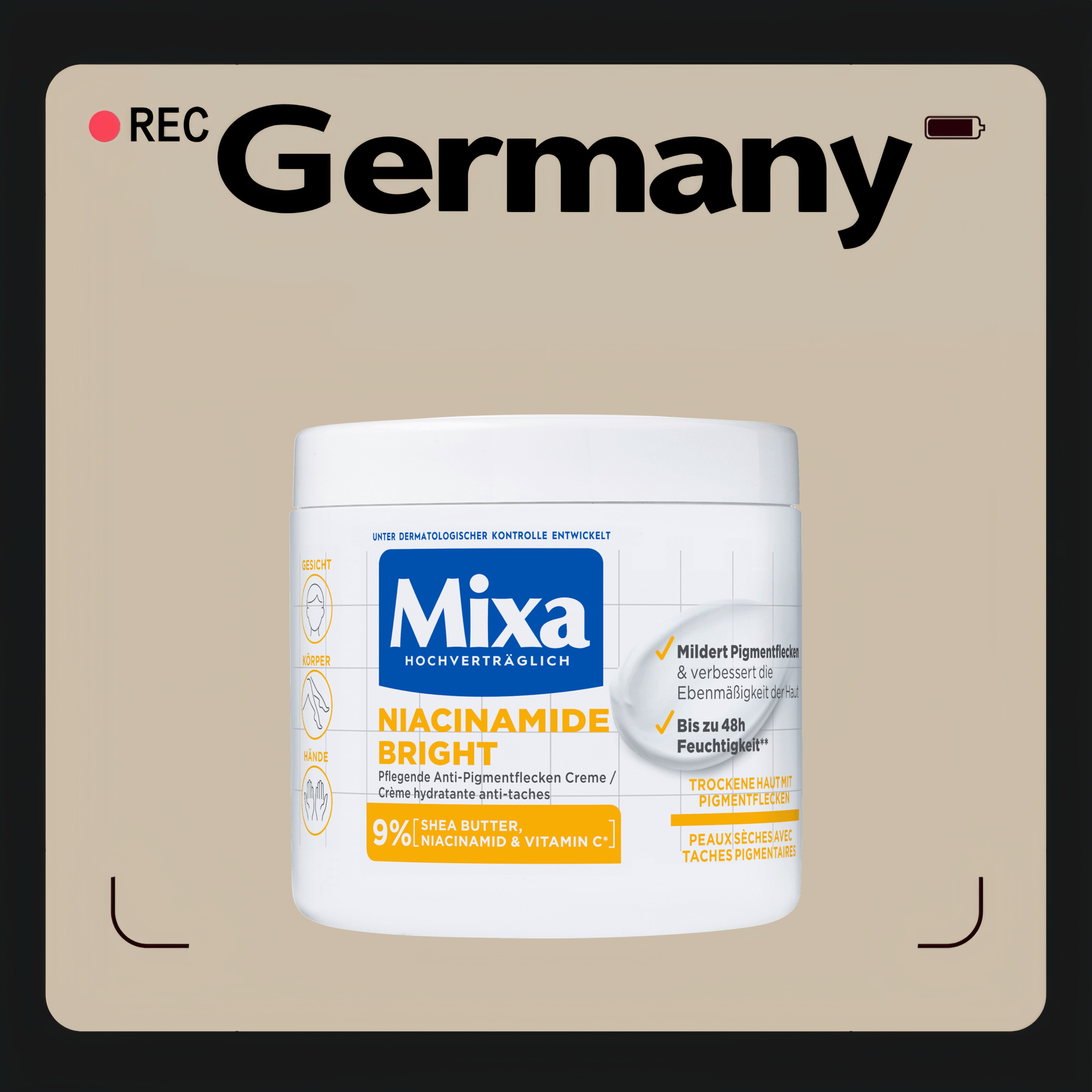 德国代购【全场满300包邮】Mixa烟酰胺身体乳400ml