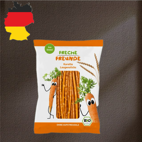德国代购满300包邮freche freunde有机儿童胡萝卜碱水饼干棒75g