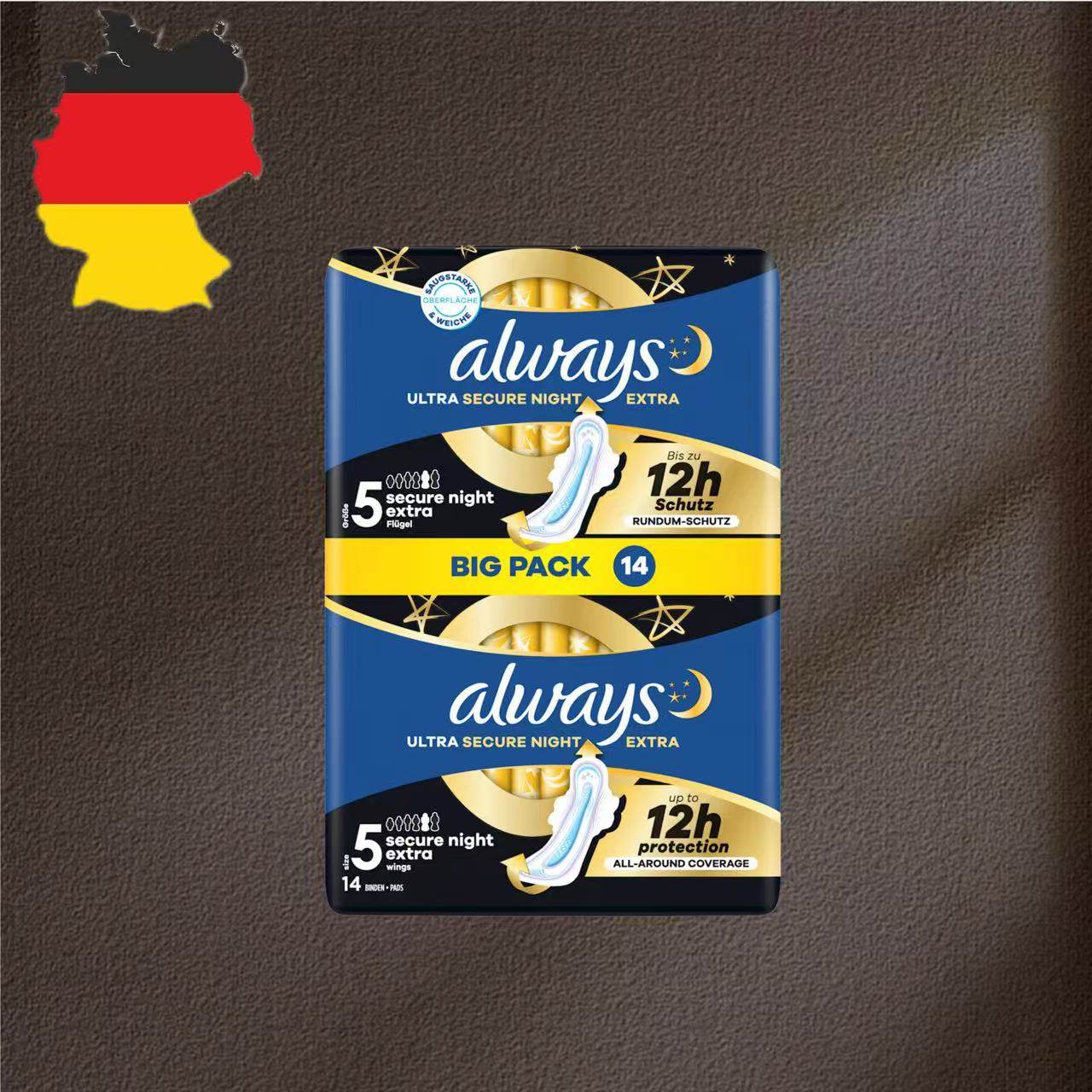 德国代购【全场满300包邮】always夜用超大量护翼卫生巾14片/包