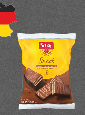 德国代购【全场满300包邮】Schar无麸质牛奶巧克力华夫脆105g