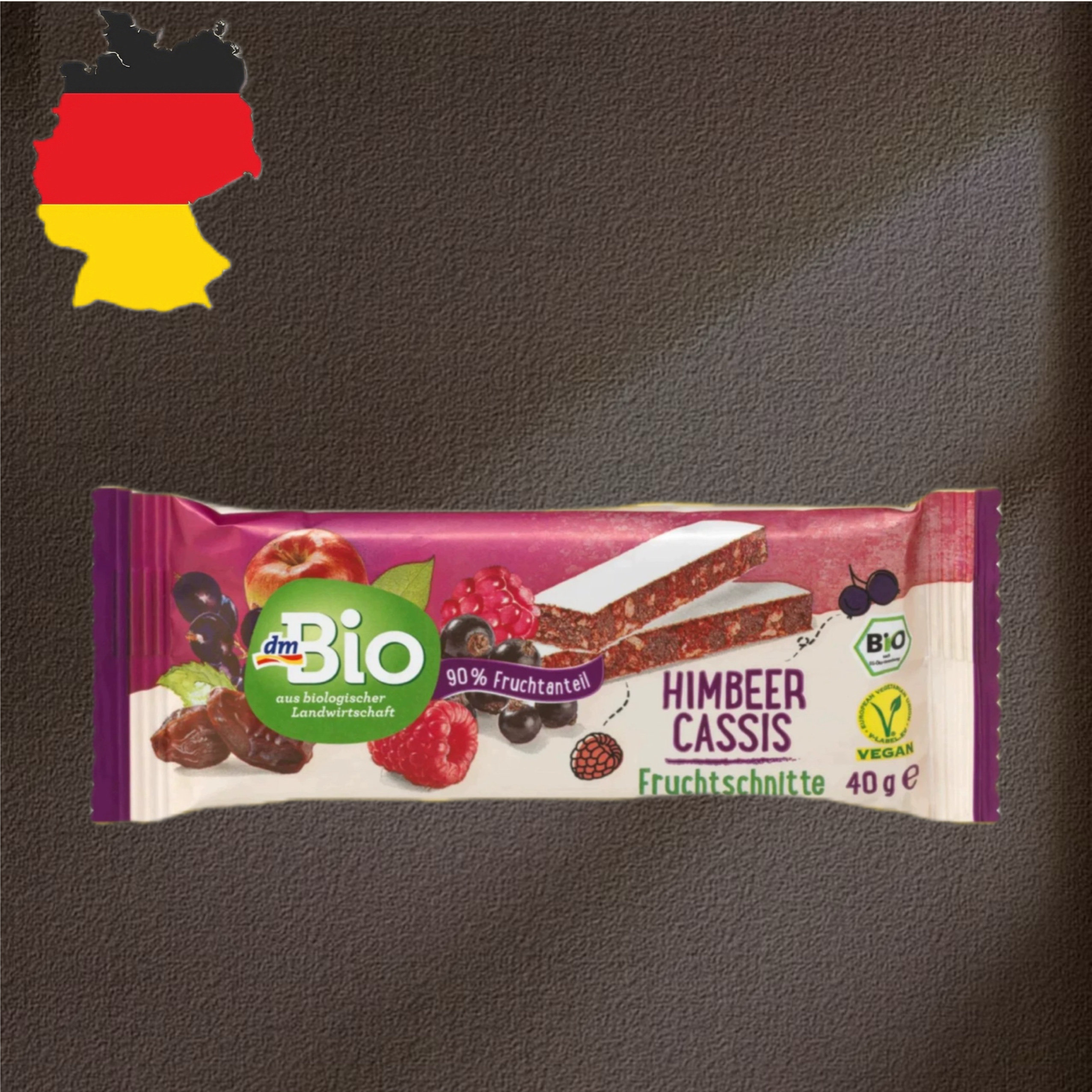 德国代购【全场满300包邮】dm bio有机覆盆子黑醋栗水果条40g