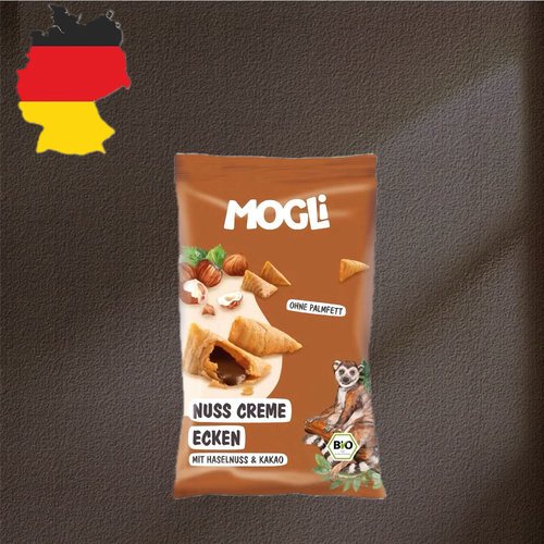 德国代购【全场300包邮】MOGLi3岁+有机坚果巧克力夹心奶油角30g