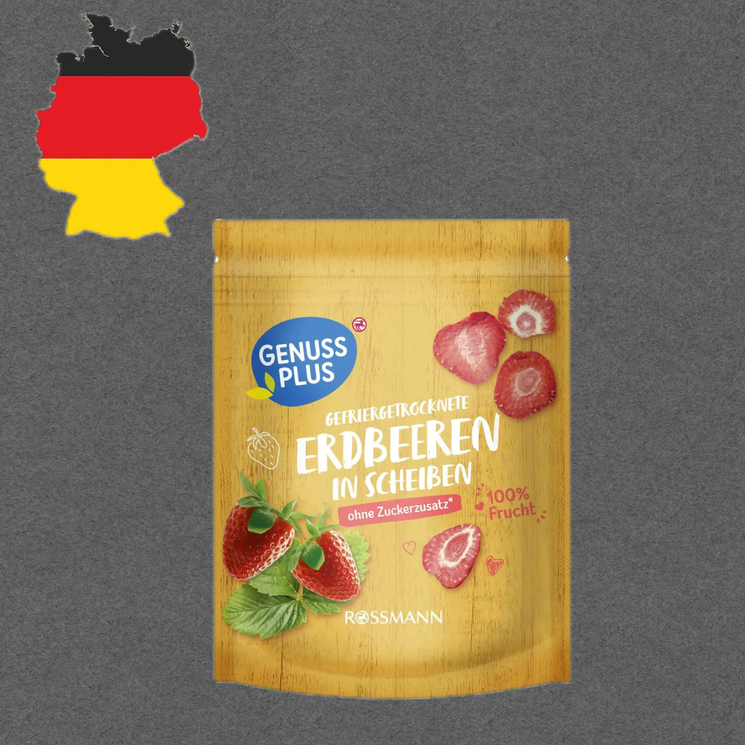 德国代购【全场满300包邮】genuss plus冻干草莓干25g