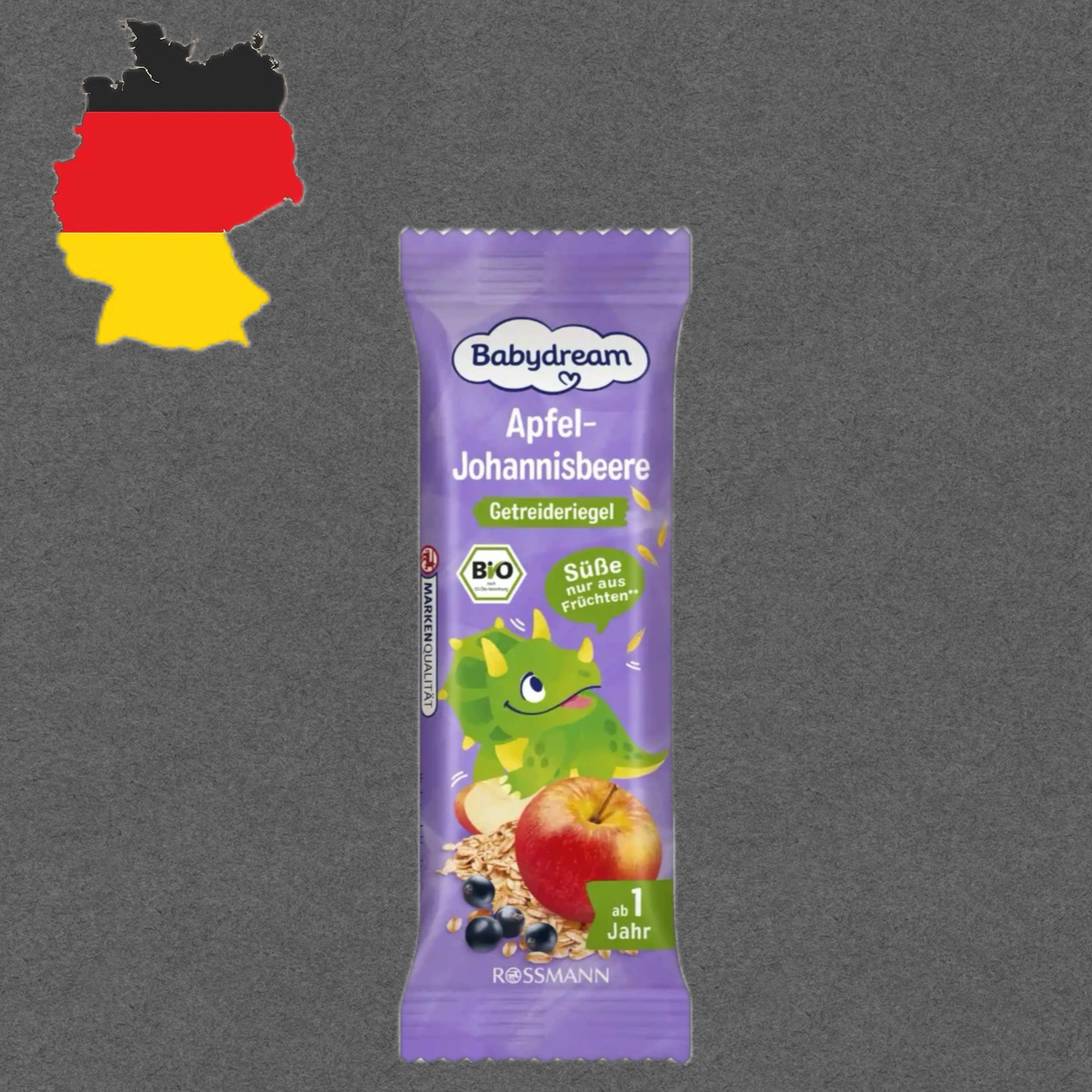 德国代购【满300包邮】babydream1岁+有机苹果醋栗水果谷物条25g