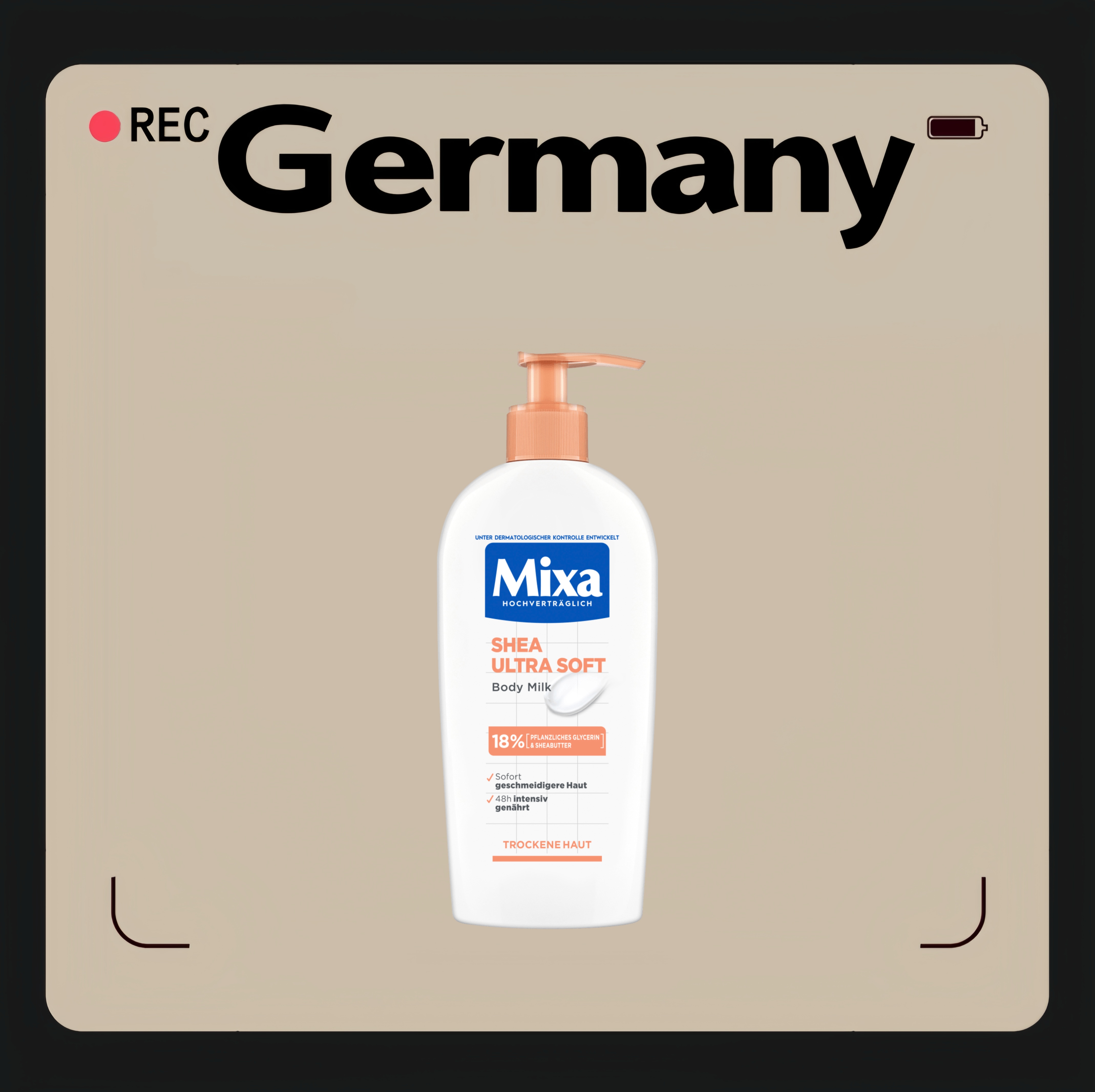 德国代购【全场满300包邮】Mixa丝滑乳木果油身体乳250ml