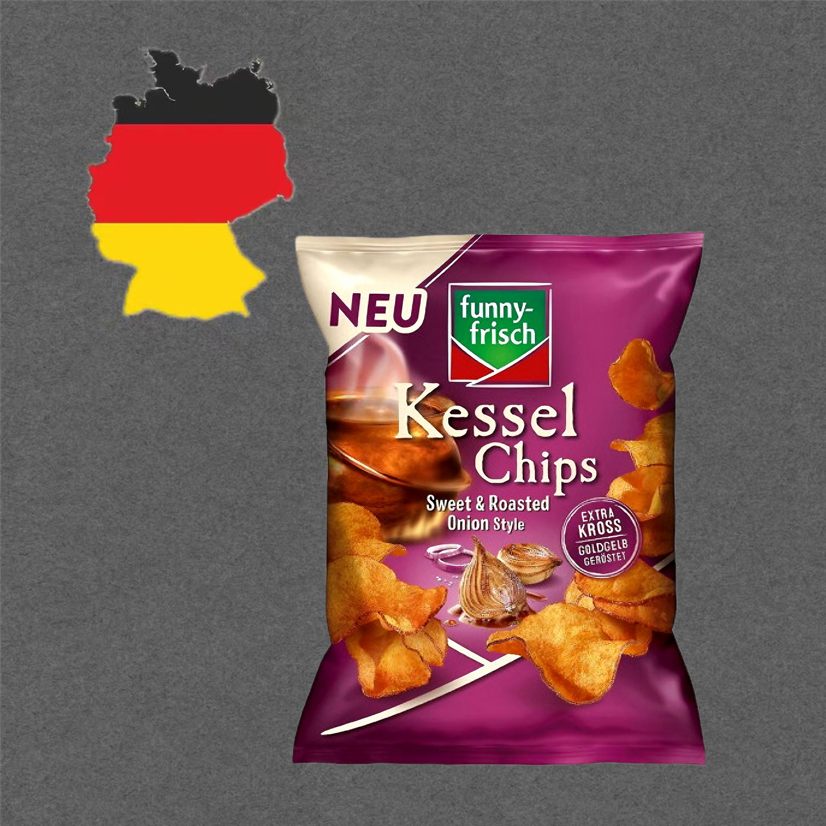 德国代购【全场300包邮】funny frisch酥脆薯片甜烤洋葱口味120g