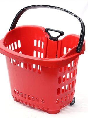 超市手拉买菜便利购物拖篮大号两轮拉杆篮塑料带轮手提拉杆式篮筐