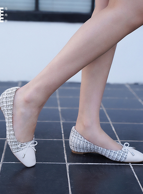 MARTNIEL/马内尔小香风蝴蝶结浅口单鞋女低跟一脚蹬百搭通勤鞋