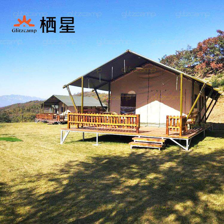 野外a型游牧帐篷生态农场住宿房屋帐篷国外度假木结构游猎帐篷