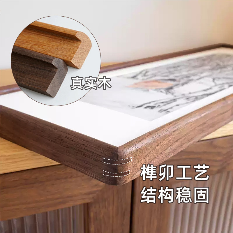 进口胡桃木纯实木鸡翅花梨定制装裱画框国画框字画装裱厂家直销图片