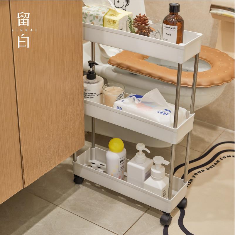浴室夹缝置物架洗漱用品收纳架卫生间带轮可移动缝隙小推车储物架