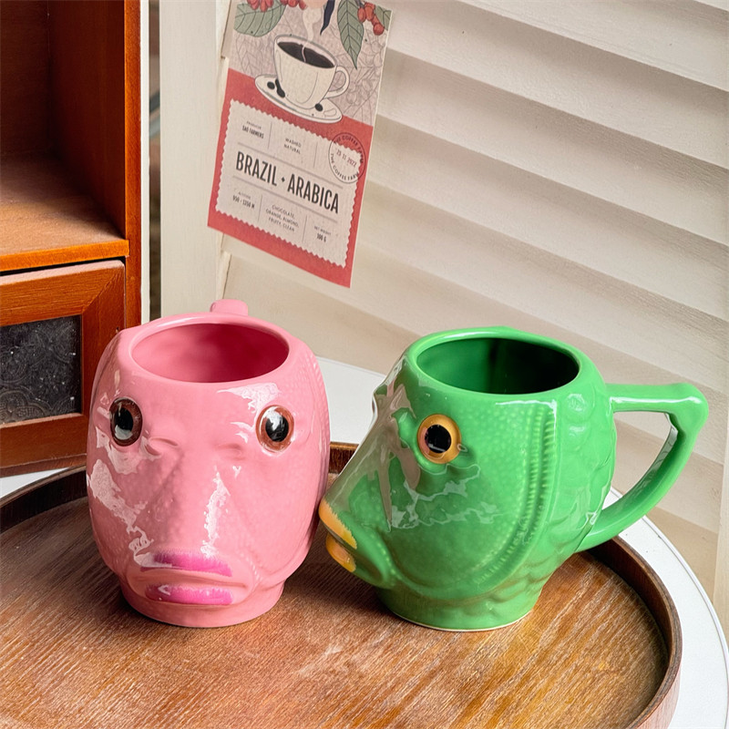 创意搞怪绿头鱼陶瓷马克杯大容量网红沙雕个性杯子送朋友生日礼物