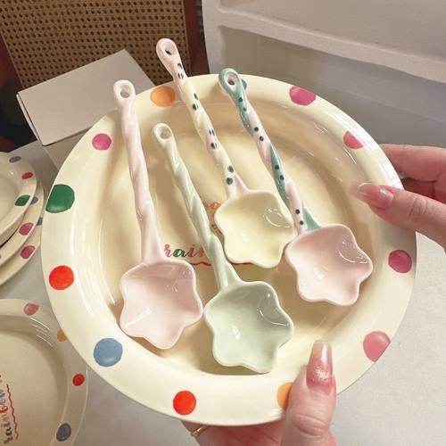 韩式ins风麻花星星勺陶瓷釉下彩