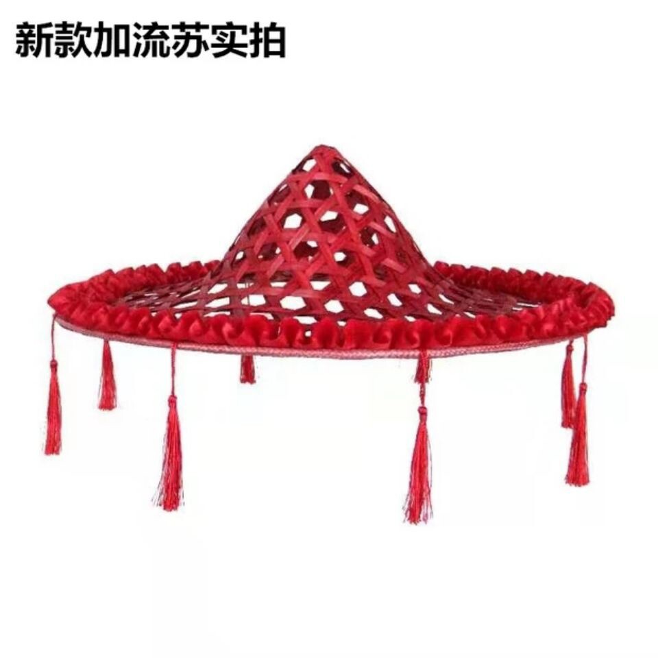 新款竹编舞蹈道具广场舞俏江南镂空道具小荷花儿童成人舞蹈斗笠帽