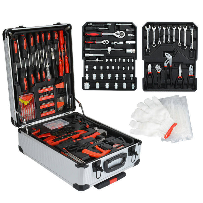 铝箱工具组套499件 棘轮开口扳手组合 重型拉杆工具箱家用全套