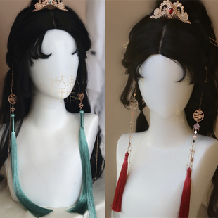 大猪手作原创古风红黑色穗子发钗发簪流苏耳挂红色新年汉服头发饰