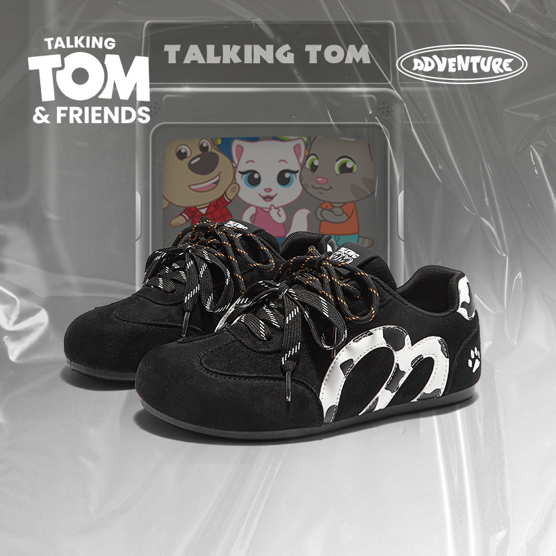 会说话的汤姆猫鞋子男鞋黑色德训鞋男款男生休闲运动板鞋复古潮鞋,流行男鞋,德训鞋,淘宝优惠券,粉丝福利购,淘宝优惠卷