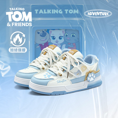 汤姆猫冬季加绒板鞋时尚棉鞋