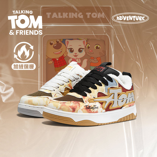 汤姆猫加绒板鞋冬季面包鞋