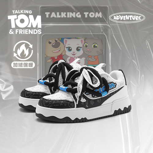 汤姆猫冬季加绒板鞋保暖棉鞋