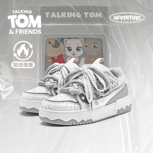 汤姆猫鞋子男鞋复古涂鸦板鞋男款冬季加绒保暖棉鞋潮流面包鞋潮鞋