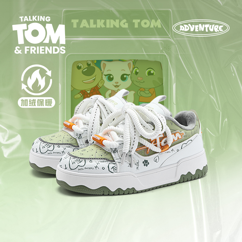 汤姆猫冬季加绒板鞋情侣保暖棉鞋